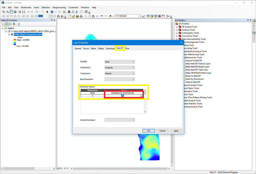 Open NetCDF file with ArcMap - screenshot 3