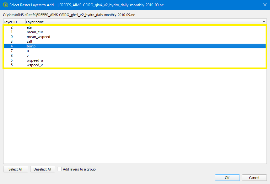 Open NetCDF file with QGIS - screenshot 3